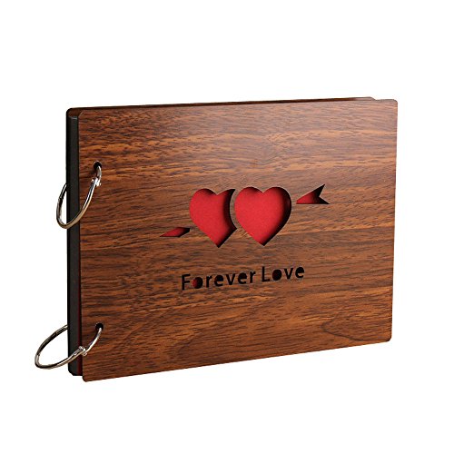 Sehaz Artworks Forever Love Wooden Scrapbook Photo Album for Memorable Gift on Boyfriend Girlfriend Husband Wife Spouse Birthdays, Valentines Day, Anniversary, Monthsary for Couples