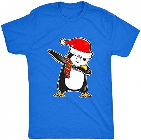 Pablo Prints Dabbing Penguin With santa Hat and Scarf Unisex-children T Shirt - Blue - M (9-11 Years)