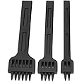 Eujgoov 3Pcs 2/4/6 Prong Lacing Stitching Chisel Steel DIY Sewing Leather Craft KitsHand Hole Punch Tool 4mm