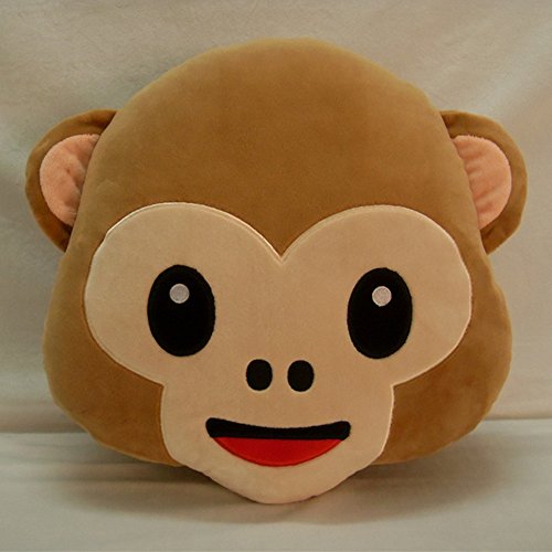LI&HI Affe Emoji Lachen Emoticon Kissen Polster Dekokissen Stuhlkissen Sitzkissen Rund(Affe) - 2