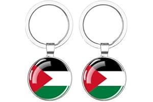 LPITOY Porte-clés en verre avec le drapeau double face de la Palestine, porte-clés en forme de drapeau de la Palestine, cadeau souvenir pour les Palestiniens
