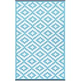 Green Decore 150 x 240 cm Alfombra Ecológica para Interiores y Exteriores de Plástico Reciclado - Ligera y Reversible - Indoor / Outdoor - Azul turquesa / Blanco