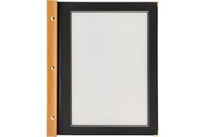 SECURIT - Porta Menu Linea Wood - Per Caffè, Ristoranti, Bar - Formato A4 - 2 Doppio Inserti Inclusi - Colore Nero