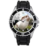 Timest - Hase - Motiv Uhr Unisex mit Silikonarmband in schwarz Rund Analog Quarz SE1352b