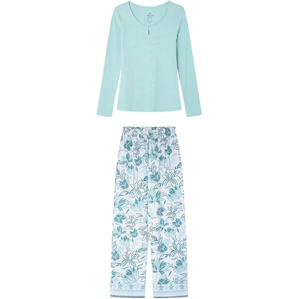 Pijama largo de viscosa con estampado floral rosa | Pijamas de mujer
