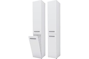 3E 3XE LIVING.COM Mobile bagno 3xEliving Bagnoli SLIM VI bianco opaco - Mobile autoportante, colonna bagno, ripiano, L: 30 cm, H: 174 cm, L: 30 cm