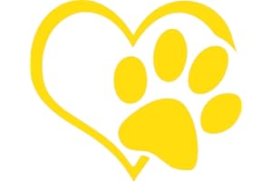 CUSTOM VINYL Pegatina de Coches Impermeable Resistente Calor Diseño Corazón Forma Huella de Perro (Amarillo)