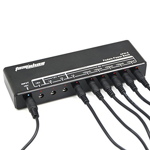 Pedales Fuente de alimentación APW-6 9 Aislado 9V / 12V / 18V 100mA / 1A Salidas para pedales Amplificadores Teclados 7 Cables 1 Polaridad inversa 1 Daisy Chain Global Power Adapter