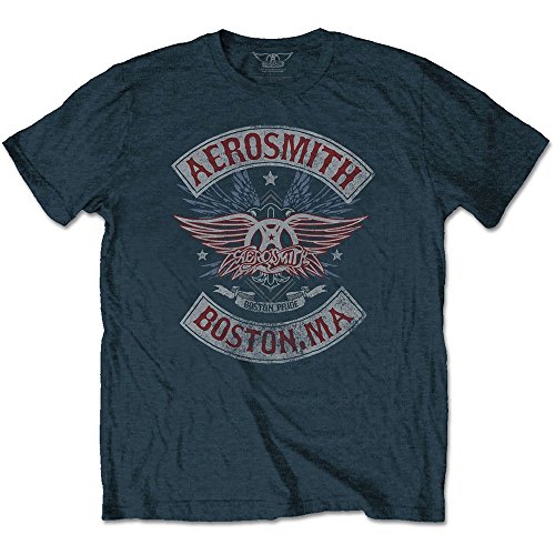Aerosmith Boston Pride Denim Azul Camiseta Oficial Con licencia Music