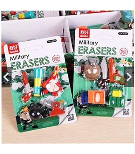 AK Store (10-Pieces) 3D Military Design Pencil Erasers with Gun