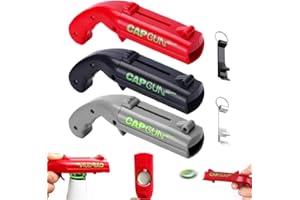 XWCHASA Cap Gun otwieracz do butelek, zabawny pistolet na prezent, otwieracz do butelek, nadaje się do użytku domowego, dla mężczyzn, baru, grilla, gier imprezowych, prezentów bożonarodzeniowych (szary +