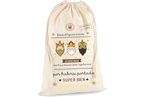 LOS EVENTOS DE LA TATA. DETALLES QUE ENAMORAN Saco Reyes Magos Personalizado con Nombre - Regalos Navidad Personalizados - Saco de Navidad para Regalos (Reyes Magos, XL: 49x75)
