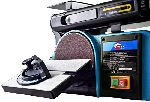 Leman LOPON150 - Lijadora de potencia, disco de lija y banda de lija (diametro 150 mm, 914 x 100mm), 370W - Leman