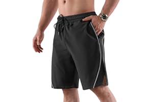 Bsrpolry Pantaloncini sportivi da uomo ad asciugatura rapida, con tasche, a righe, traspiranti, pantaloni casual per palestra, fitness, esercizio all'aperto, jogging, allenamento, pantaloncini leggeri