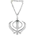 Albert Sign Sikh Khanda Punjabi Kirpan Sword Symbol Pewter Pendant (Car Hanging Locket) Silver pack of 1
