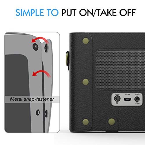 MoKo Bose SoundLink III Bluetooth Lautsprecher Hülle Abdeckung, Premium PU Leder Schutzhülle Case mit Handschlaufe/Karabiner für Bose SoundLink 3 Bluetooth Wireless Speaker, Schwarz - 5