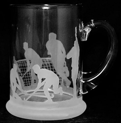 Crystal Pint Tankard with HOCKEY SCENE Frieze *HOCKEY Gift*