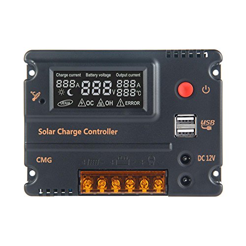 Preisvergleich Produktbild 20A 12V 24V Solarladeregler LCD Display Solar Charge Controller Intelligenter Solarladeregler mit Batteriesicherung Überladung Schutz Geeignet für Haus, Industrie, Gewerbe, Boot, Auto Usw.