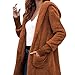Produktbild tohole Damen High-End-mittellange Kapuzen-Plüsch-Taschen einfarbig Herbst und Winter Jahreszeiten warm und bequem für Mädchen Langer Mantel Revers Parka Jacke Strickjacke Outwear