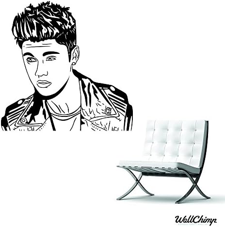Justin Bieber Wall Sticker As Pictured 60cm x 60cm Black (0105)
