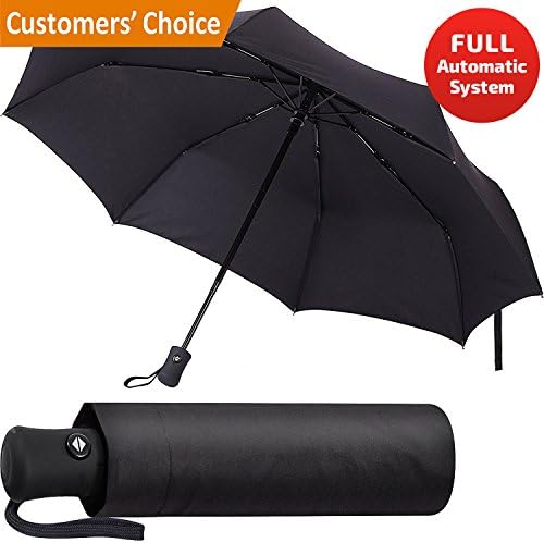 Travel Umbrella - Сompact Folding Umbrella - Best Windproof Lightweight Portable Foldable Umbrella - Auto Open Сlose Automatic Сollapsible Umbrella Black