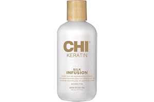 CHI Keratin Silk Infusion ; Reconstructing Keratin Treatment Hair Serum ; Leave-In Hair Oil for Dry Damaged Hair ; Hydrates, Restores & Adds Shine ; Paraben-Free, Gluten-Free & Color-Safe, 177 ml