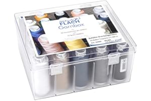 NÄHWELT FLACH Garnbox für 20 Overlock-Konen - Ungefüllt - Robust - Übersichtlich | Nähgarn-Box, Nähgarnhalter zur Aufbewahrung von Nähzubehör | Ideale Aufbewahrungsbox zur Nähgarnaufbewahrung von Overlock-Konen