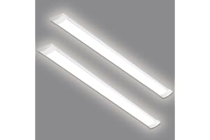 HUMIGA 2 Pack 5FT LED Batten Light, 50W 4500LM Slim Profile Wide Tube Lighting for Ceiling of Indoor Home Garage Shop Office, PC Body, Neutral White 4000K