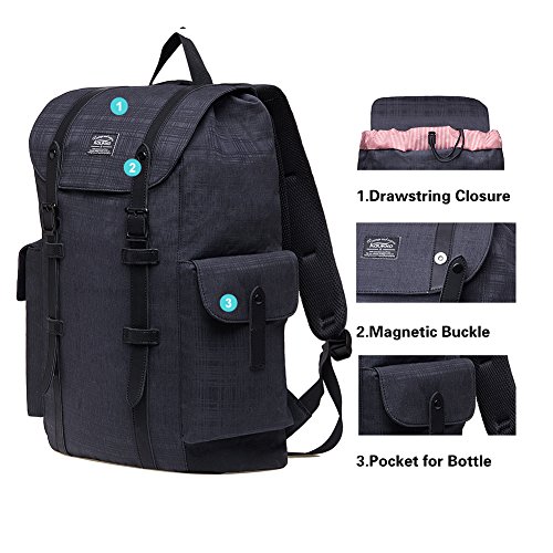 Rucksack Damen Herren Vintage KAUKKO Reiserucksack Studenten Rucksack Laptop Rucksack f  r 14  Notebook L  ssiger Daypacks Schultaschen of 2 Side Pock
