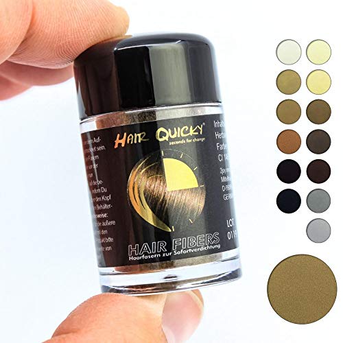 Hair Quicky® Premium Hair Fibers, Schütthaar, Soforteffekt bei Geheimratsecken, Teilglatze, Haarausfall und lichtem Haar, für Männer & Frauen, natürliches Keratin | 2,5g | hellbraun