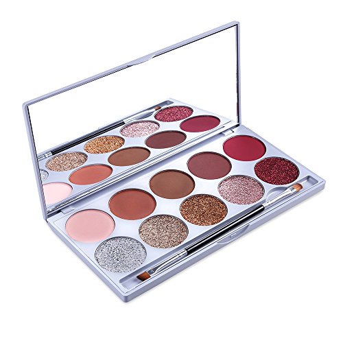 Vegane Lidschattenpalette, VALUE MAKERS® Schminkpalette Mit Schminkspiegel, 5 Glitzer und 5 Matt Lidschatten (Limited Edition)