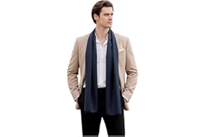 LA FERANI Herren Schal 100% Seide Chiffon Halstuch Seidenschal 180x80cm Uni Farbe für Anzug dunkel blau Tuch Seidentuch Stola Business Style Geschenk für Ihn