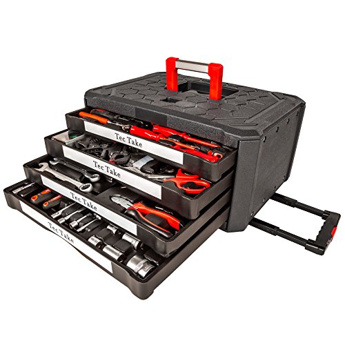 TecTake 200 teiliger Werkzeugkoffer mit 4 Schubladen mit Werkzeug bestückt - 6