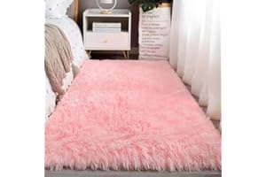 MEIJU Mateju Tappeto Salotto Moderno Peloso, Tappeto Camera da Letto per Soffice e Soffice Colori Solidi, Tappeto Pelo Lungo Lavabili Antiscivolo per Camera dei Bambini (160x230cm,Rosa 2)