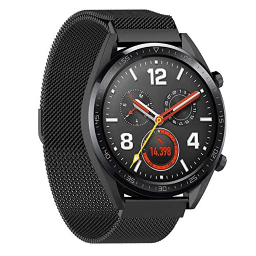 Preisvergleich Produktbild Momola Ersatzband Strap für Huawei Watch GT,Milanese Magnetic Bracelet Uhrenarmband Wasserdicht Armband für Huawei Watch GT 22x230mm (Schwarz)