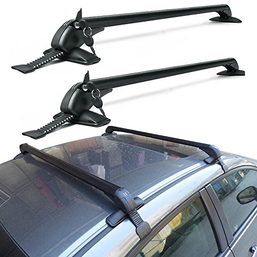 Zipom Aluminium Aero Roof Bar Lockable Roof Rack Bar anti theft lock car roof rails without guide frame-Black