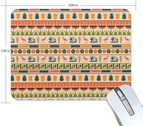 Bennigiry Multicolored Ancient Egyptian Hieroglyphics Wrist Support Mouse Pad Rubber Desk Accessories Mouse Mat for Home and Office (9.8X7.5 Inch)