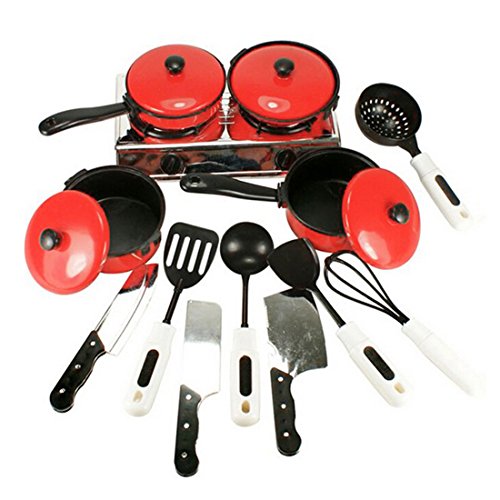 Preisvergleich Produktbild Qianle 13 Stücke Kinder Küchenzubehör Simulation Spielzeug als Geschenk,Erziehungsspielzeug,Familie spielen 13-teilig