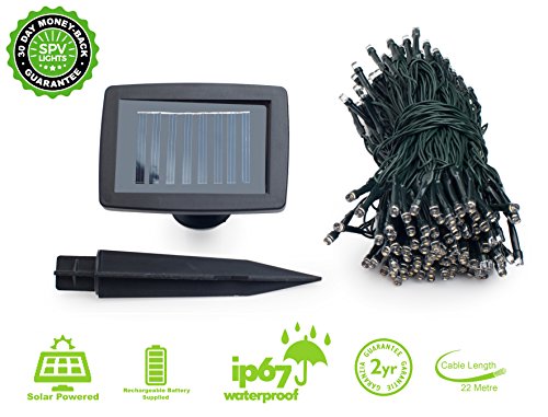 Lichterkette aus 200 solarbetriebenen Weißlicht LED Lichtern von SPV Lights: Der Solarlicht- & Beleuchtungsspezialist (2 Jahre kostenlose Gewährleistung inklusive) - 2