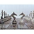14" Handcrafted Russian Soviet Series Metal Chess Pieces & Board Set with Velvet Storage Box | Brass Metal Luxury Chess Set