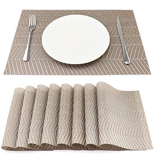 SueH Design Tovagliette Americane PVC 45 x 30 cm Set 8 Pezzi Beige Dorato