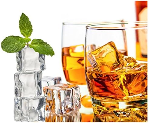Super44day 50 Counts Clear Fake Acrylic Ice Cubes Square Shape for Decoration Party Favor Event Wedding, Photography Props (30PCS 1.12",20PCS 0.75")