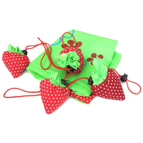 HuntGold Nette Faltbare Erdbeere Einkaufs Umwelt Wiederverwendbare Schulterhandtasche Compact Pouch (zufällige Farben) - 5