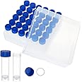 OLYCRAFT 36Pcs 5ml Cryo Tubes Plastic Vials with Screw Caps Small Sample Tubes Test Tubes with Storage Box Plastic Freezing Tubes Clear Vial Blue Seal Cap Container for Lab Supplies
