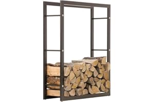 CLP Étagère Porte Bois de Cheminée Keri Stable Noir Mat I Porte-Bûches Moderne avec Patins de Protection I Rangement Bois de Chauffage, Taille:25x80x100 cm