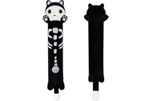 Yamepuia Long Cat Plush Body Pillow, 60cm Plush Pillow Cat Stuffed Animals, Soft Skull Cat Plushies Doll Toy, Kawaii Cartoon Black Cat Plush Throw Pillow