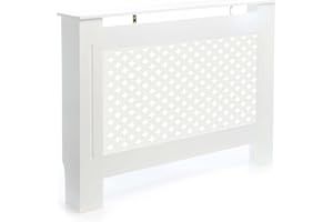 Toboli Cubreradiador Blanco 112 x 19 x 82 cm Estilo Oxford diseño Decorativo Compacto Protector radiador para salón Pasillo niños Mascotas Mueble embellecedor calefacción hogar Interior