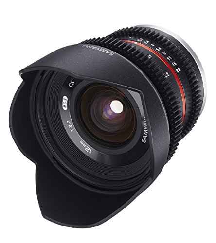 Samyang F1420509101 - Objetivo para vídeo VCSC-Mirrorless para Micro Cuatro Tercios (Distancia Focal Fija 12mm, Apertura T2.2-22 Cine NCS CS, diámetro Filtro: 67mm), Negro