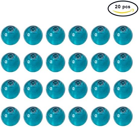 Pandahall 20 pcs 10mm Round Teal Handmade Silver Foil Glass Beads for Jewelry Making