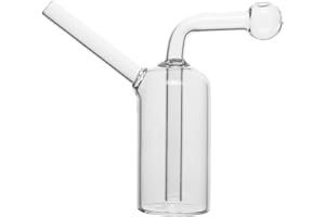 RORA Quemador de Aceite de Vidrio Bong de Agua Tubos de Quemador de Aceite de Vidrio Grueso Tubo Transparente pequeño Bubbler Bong Mini Oil Dab Rigs para Fumar Bongs (Clear-1)